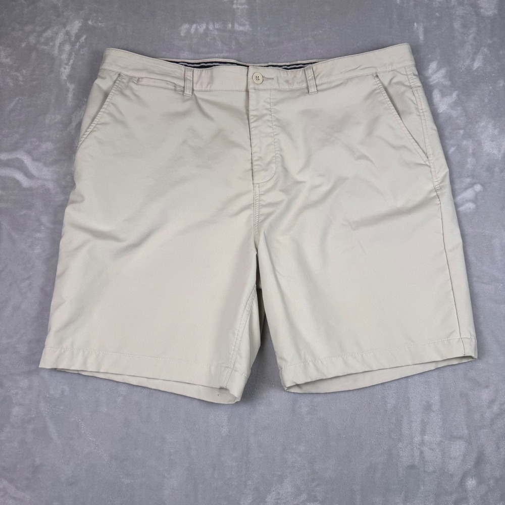 Johnnie-O Mens Performance Golf Shorts Stone Beige Size 40 Stretch Flat Front